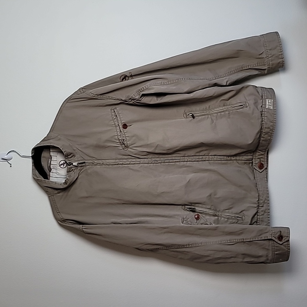 Aigle Men’s Utility Jacket Tan Zip Front Outdoor Lightweight Size XXL